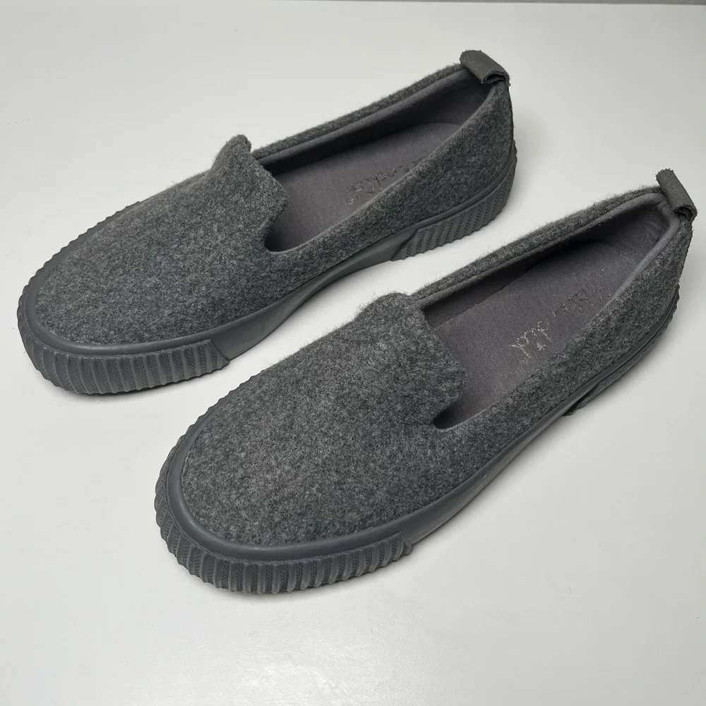 Splendid Women's Gray‎ Tulia Slip On Sneakers Sz 6.5 Felt Upper Comfy Cozy Warm